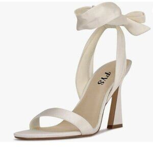 FYS Women Sexy Open Toe Spool High Heel Satin Lace up Ankle Strap Sandals Beige